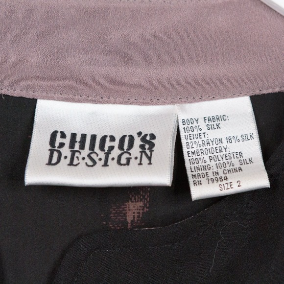 CHICOS DESIGN Patchwork Silk Velvet Embroidered Jacket Art To Wear Boho Sz 2/L - Picture 5 of 6